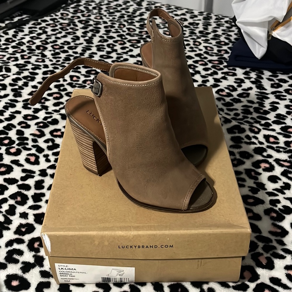 Lucky Brand heeled peep toe booties